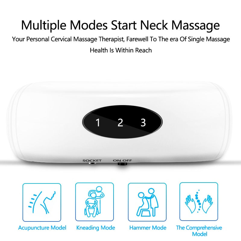 Electric Neck Massager & Pulse Back 6 Modes Power Control Far Infrared Heating Pain Relief Tool