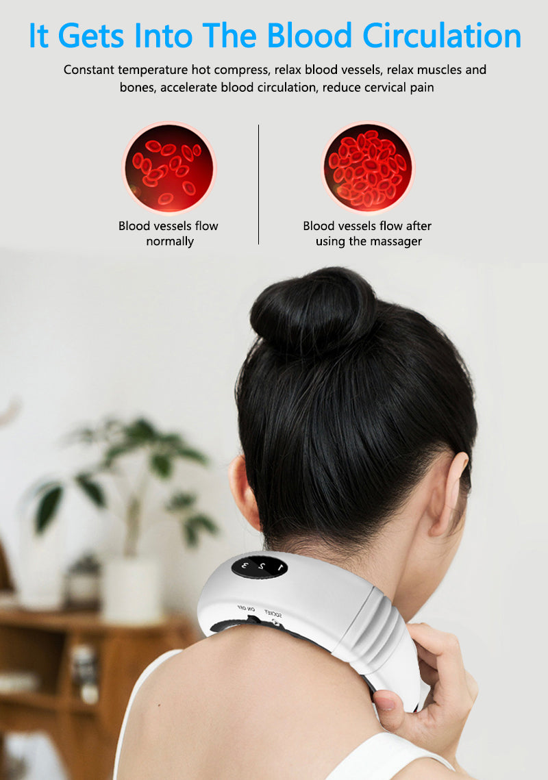 Electric Neck Massager & Pulse Back 6 Modes Power Control Far Infrared Heating Pain Relief Tool